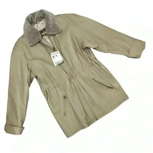 Vintage 1980’s NWT KC Collections 100% Leather Jacket with Faux Fur Collar XL